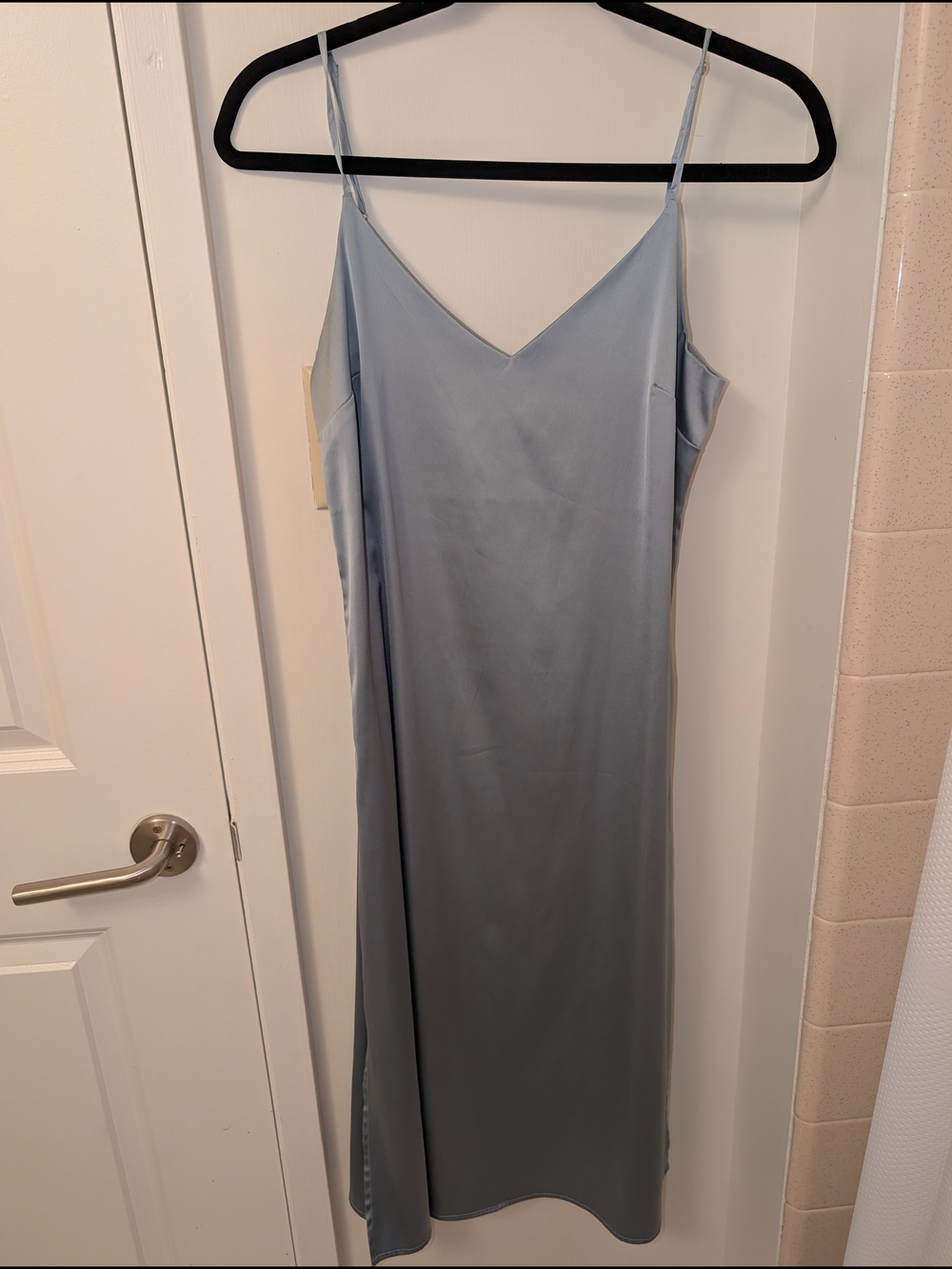 Light Blue Satin Slip Dress